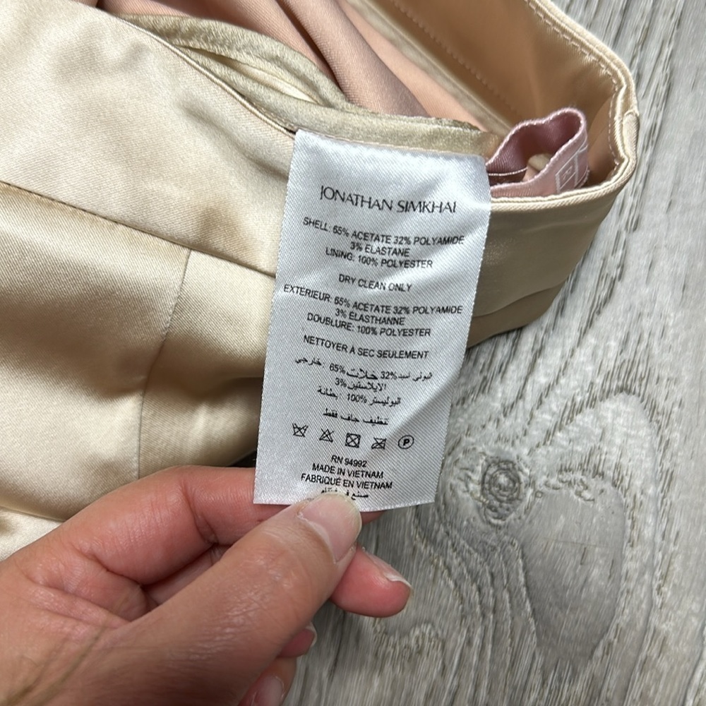 Jonathan Simkhai Duchesse-Satin Bootcut Pants High Rise in Goldish Cream Sz 8 - Picture 13 of 14